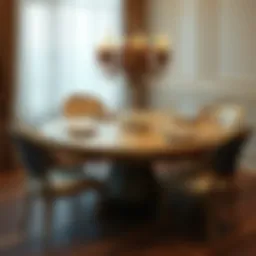 Elegant round dining table with intricate design