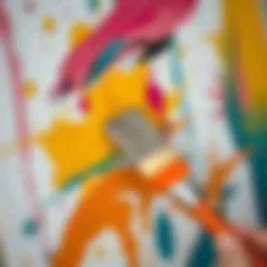 Applying Acrylic Paint on Canvas A close-up of a brush applying acrylic paint on a canvas, emphasizing technique.