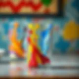 Acrylic paint applied on glass surface