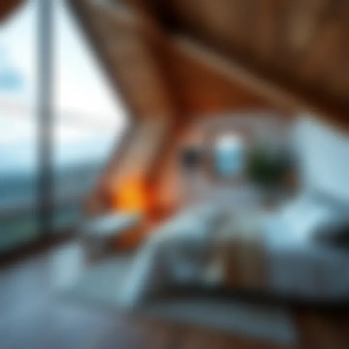 Minimalist Attic Bedroom with Scenic Views A stunning attic bedroom featuring a minimalist design and panoramic views.