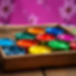 Vibrant colors of paint for wooden tray