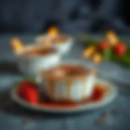 Decadent chocolate souffle served in a beautiful dish