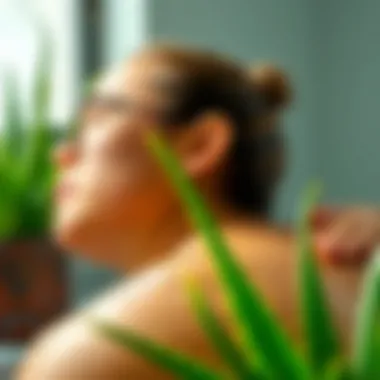 Hydration with Aloe Vera Aloe vera applied on skin for hydration