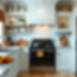 A beautifully arranged kitchen showcasing a built-in stove with modern design