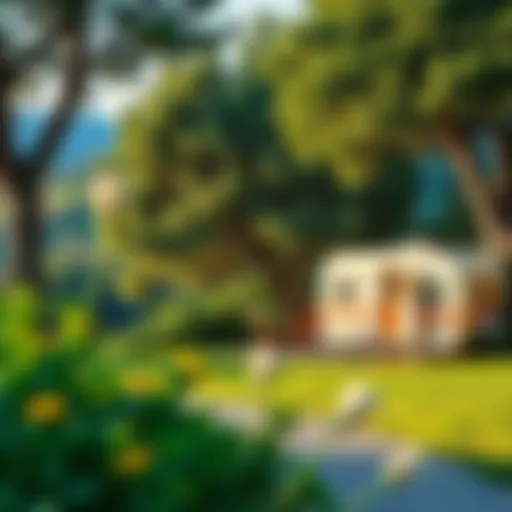 A picturesque view of a caravan nestled among lush greenery in Antalya