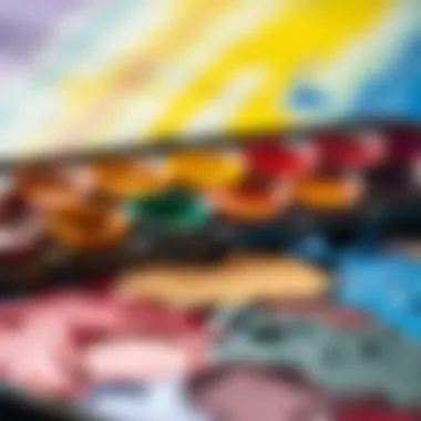 Palette of Acrylic Paints An artist's palette filled with mixed acrylic paints, illustrating texture and depth.