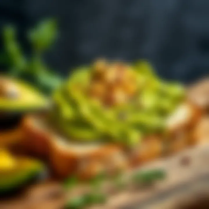 A vibrant avocado spread on fresh bread