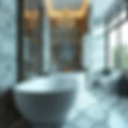 Elegant bathroom flooring design showcasing tiles and patterns