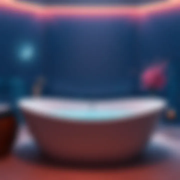 Luxurious soaking tub with a sleek finish and ambient lighting