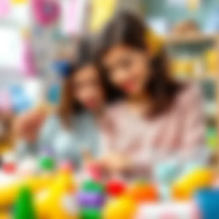 Parents selecting items for baby care