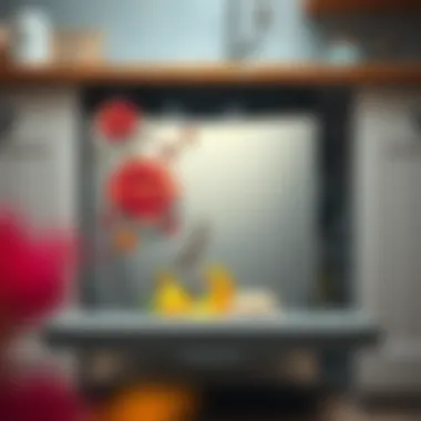 Artistic decor on a dishwasher.