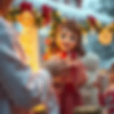 A joyful moment of gift giving