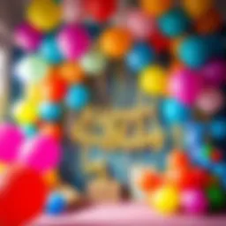 Colorful balloons and streamers for birthday decoration