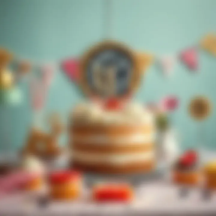 Charming Cake Setup for Parties Whimsical cake display surrounded by themed decorations