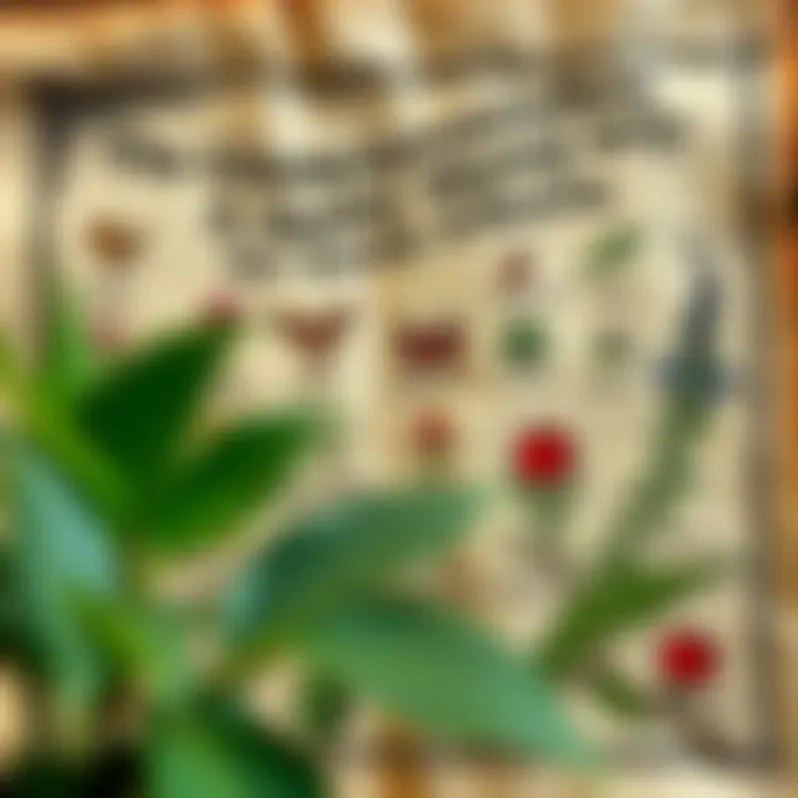 An ancient manuscript featuring historic plant names and their origins