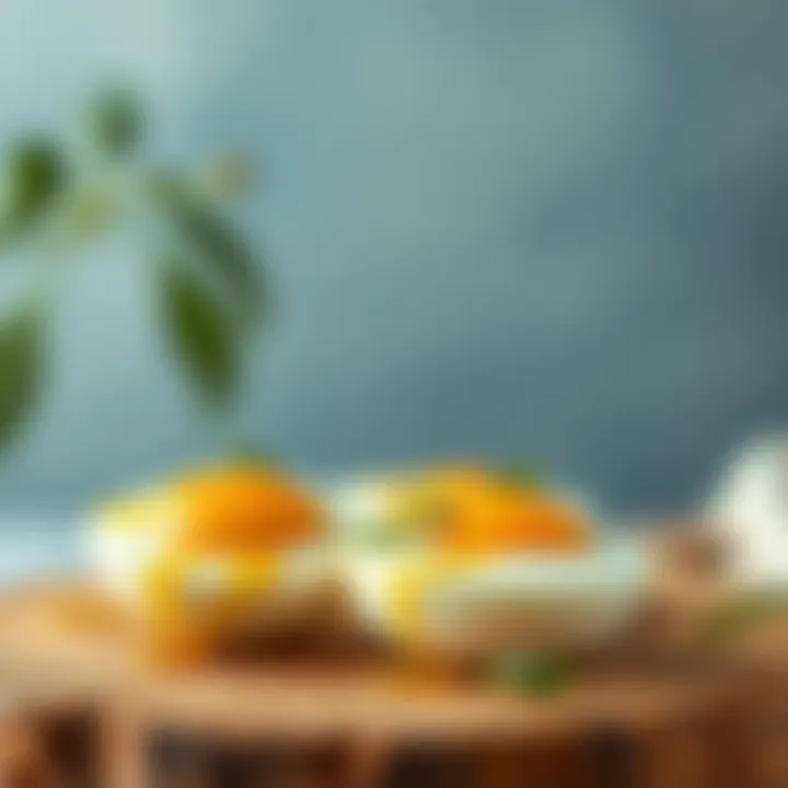 A creative presentation of boiled eggs with avocado and a drizzle of olive oil