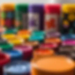 A vibrant palette of colors showcasing various paint types