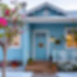Exterior of a house painted in ice blue