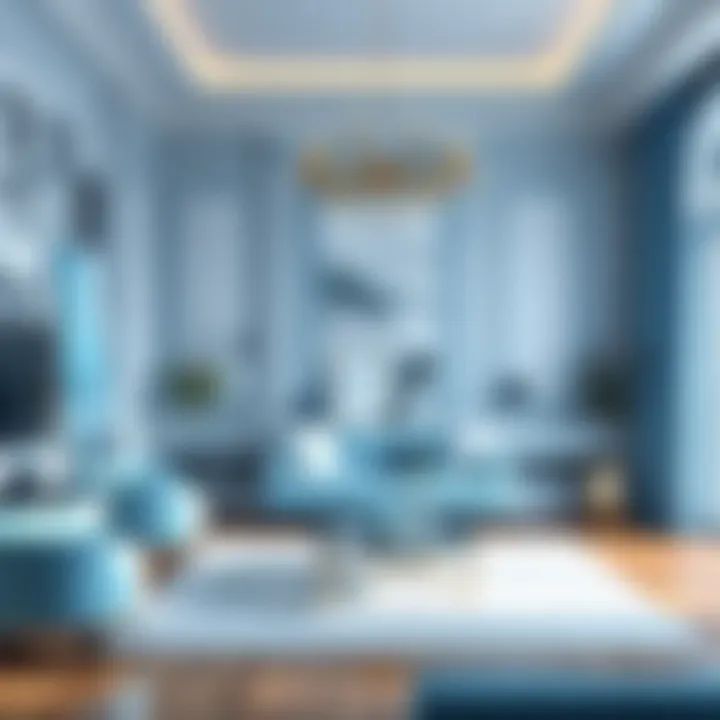 Interior room featuring ice blue accents