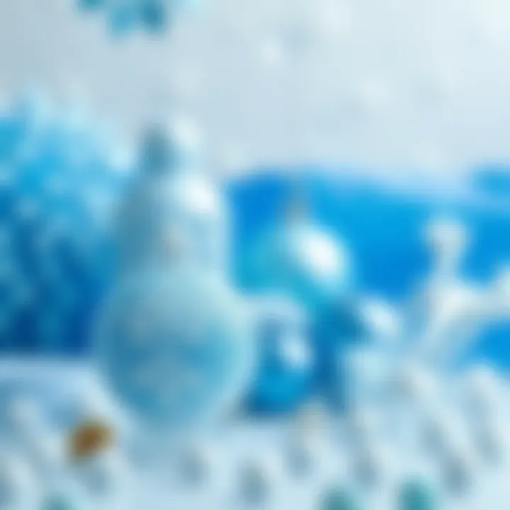 Decorative elements in ice blue theme