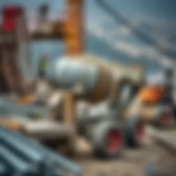 C20 concrete mixing in construction site