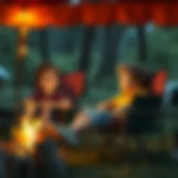 Children enjoying camping with comfort in chairs