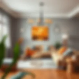 Combination of cinnamon and gray colors in a cozy living room