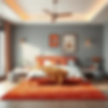 Stylish Bedroom with Cinnamon and Gray Harmony Stylish bedroom reflecting the harmony of cinnamon and gray tones