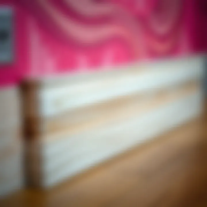 Close-up of a thick skirting board highlighting intricate details