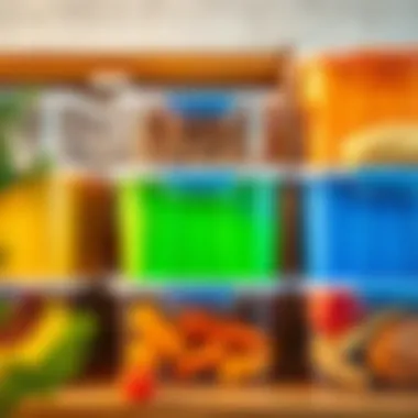 Color-coded food storage bins