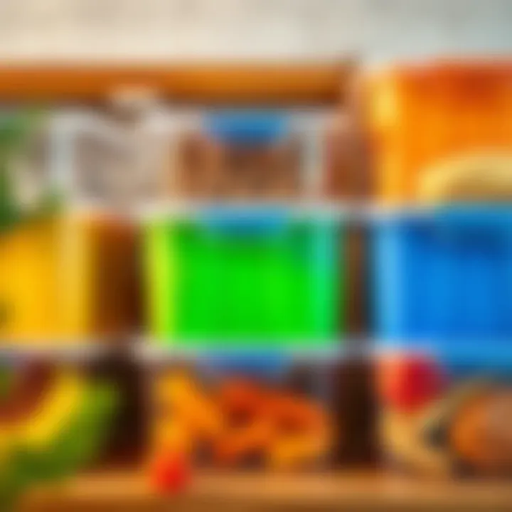 Color-coded food storage bins