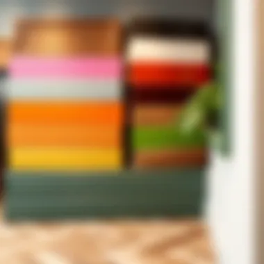 Colorful thick skirting board options displayed in a showroom