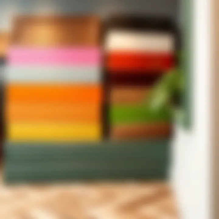 Colorful thick skirting board options displayed in a showroom