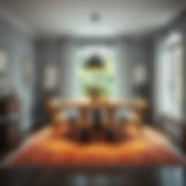 Cozy dining area with an ideal rug size under the table