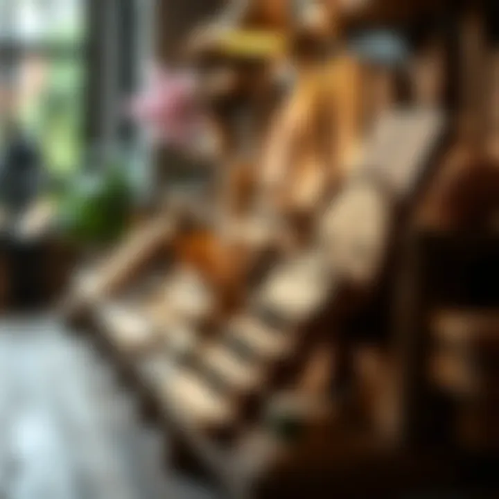 Decorative arrangement of wood and colors