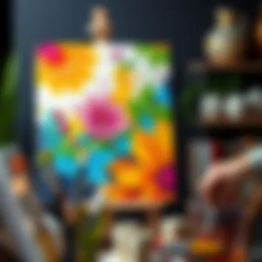 Creative DIY Acrylic Artwork A finished DIY project featuring a colorful acrylic painting, inspiring creativity.