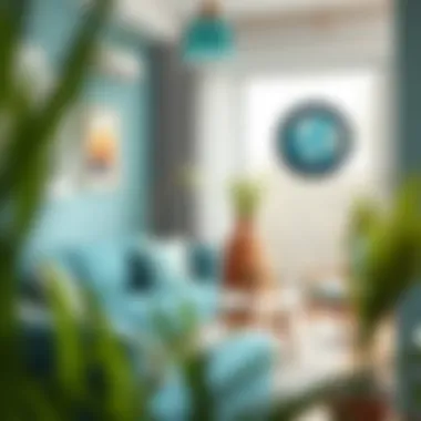 An artistic display of DIY home decor projects incorporating turquoise and its compatible shades.