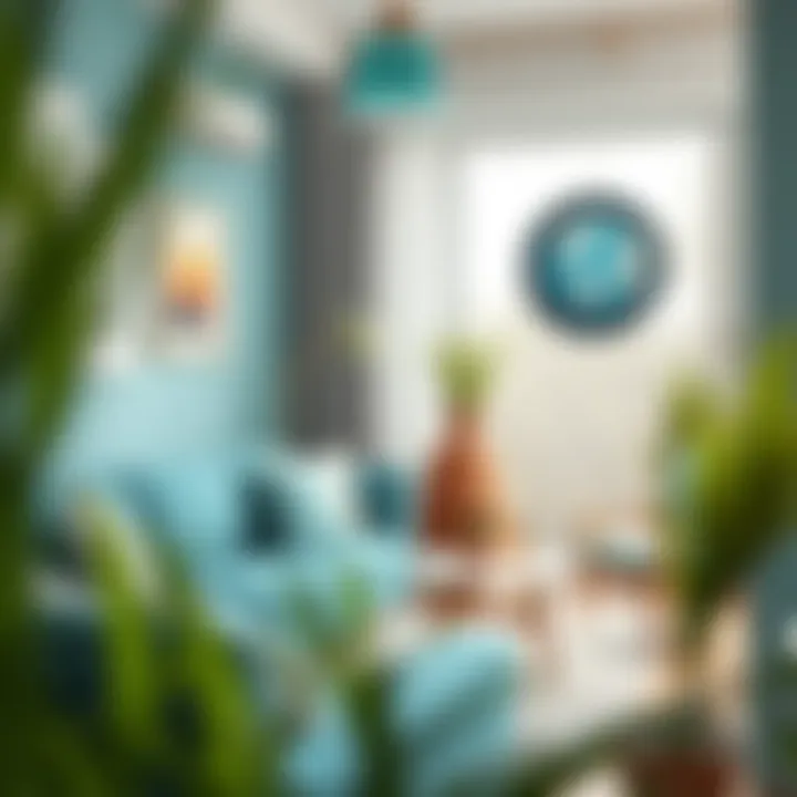 An artistic display of DIY home decor projects incorporating turquoise and its compatible shades.