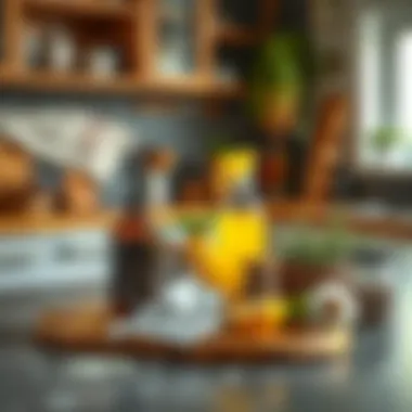 Natural cleaning ingredients on a kitchen countertop