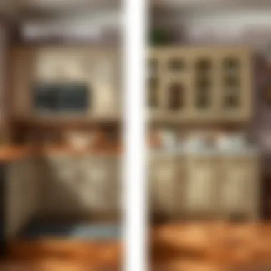 Before and after transformation of painted cabinets