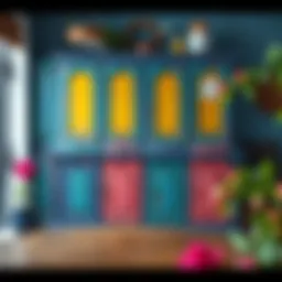 A beautifully painted cabinet showcasing vibrant colors
