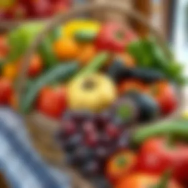 Healthy fruits and vegetables displayed in a basket