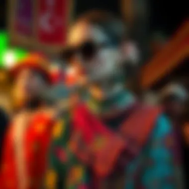 An eclectic fashion ensemble combining various cultural elements