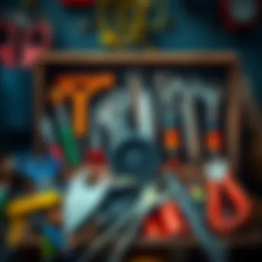 Detailed view of a toolbox filled with essential hand tools