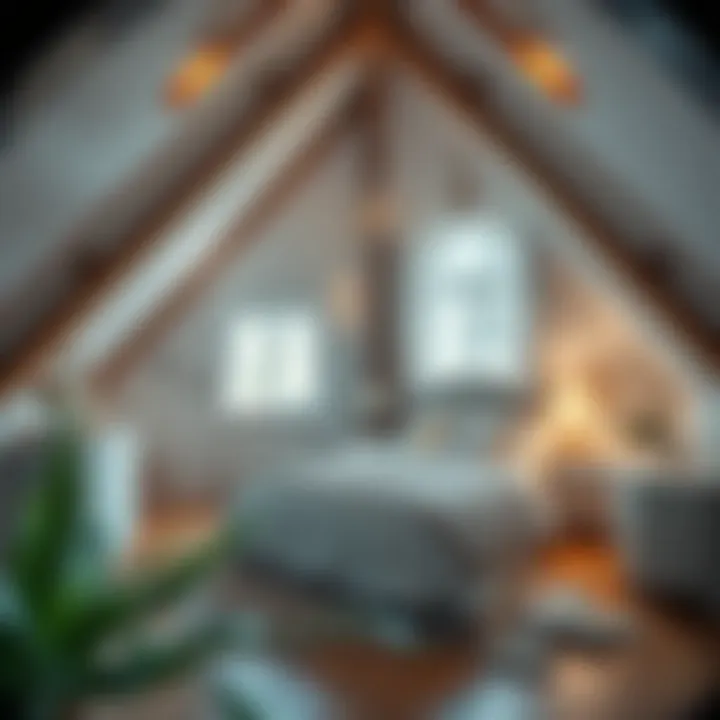 Elegant attic bedroom with soft lighting