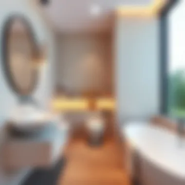 Elegant bathroom design featuring modern fixtures and stylish decor