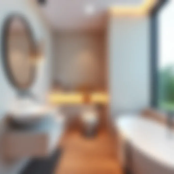 Elegant bathroom design featuring modern fixtures and stylish decor