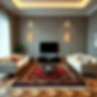 Elegant living room showcasing the perfect rug dimensions