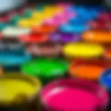 Palette of vibrant paint colors