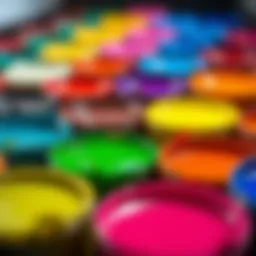 Palette of vibrant paint colors